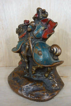 Load image into Gallery viewer, 1920s KNIGHT ARMOUR HORSE Bronze Clad Bookend Doorstop Decorative Art Statue
