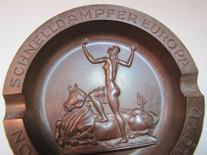 Orig 1930s Schnelldampfer Europa Norddeutscher LLoyd Ship Co Adv Tenacit Tray