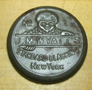 19c J M WYATT'S STANDARD BLACKING NEW YORK Embossed Advertising Tin Topper Top