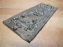 Load image into Gallery viewer, Antique Door Push Plate Ornate high relief Flowers Vines Scrollwork thin Brass
