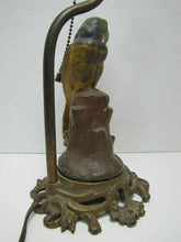 Load image into Gallery viewer, PARROT ON STUMP Antique Cast Iron Decorative Art Lamp htf unique old bird light
