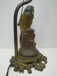 PARROT ON STUMP Antique Cast Iron Decorative Art Lamp htf unique old bird light