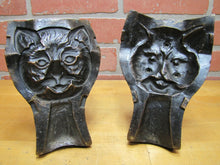 Load image into Gallery viewer, Old Industrial Bronze 2 piece Cat Mold Face Head Figure Toy Tray Doorstop Art
