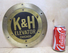 Load image into Gallery viewer, K&amp;H ELEVATOR CHICAGO Antique Brass Plaque Sign Building Architectural Hardware
