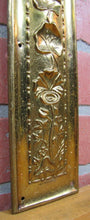 Load image into Gallery viewer, Art Nouveau Repousse Floral Stems Old Brass Door Push Plate Ornate High Relief
