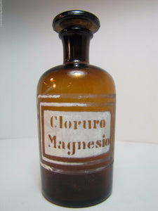 Antique Cloruro Magnesio Apothecary Bottle old brown glass drug store medicine