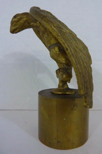 Antique Brass Gilt Perched Eagle Decorative Art Paperweight Finial Old Hardware