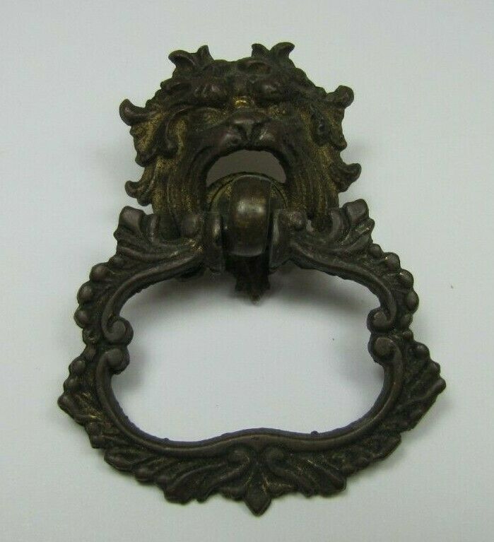 MONSTER BEAST Antique 19c Bronze Pull Ornate Figural Victorian Hardware Element