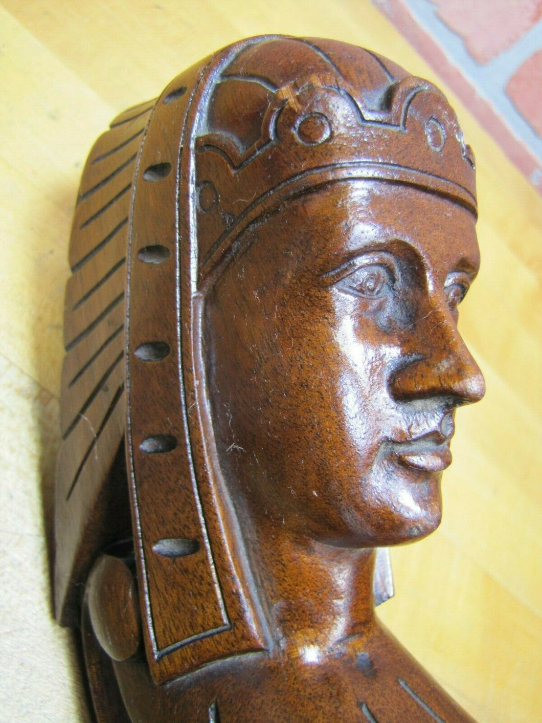 Antique Decorative Arts Wooden Face Head Architectural Salvage Hardware Element