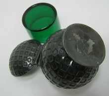 Load image into Gallery viewer, JB JENNING BROS Golf Ball Figural Antique Inkwell Green Glass Insert Pat Appld
