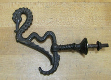 Load image into Gallery viewer, Antique 19c Bronze SeaHorse Serpent Hanger Bracket Hook Ornate Hardware Element
