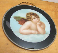 Load image into Gallery viewer, Antique Cherub in Clouds Decorative Arts Reverse Under Glass Design Top Chain
