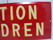 Load image into Gallery viewer, Old CAUTION CHILDREN Sign tin metal bevel edge reflective letters
