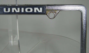 BUILD UNION BUY AMERICAN Original Old License Plate Frame Made in USA Sign Ad