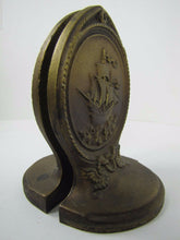 Load image into Gallery viewer, Antique BRADLEY HUBBARD Bookends SAILING SHIPS MYTICAL BEASTS Ornate B&amp;H
