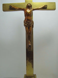 JENNING BROS Cross CRUCIFIX INRI Antique Decorative Art BrassBronze Gold Gilt JB