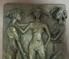 Load image into Gallery viewer, Mid Century Modern Art Sculpture Three Female Nudes signed Licht High Relief
