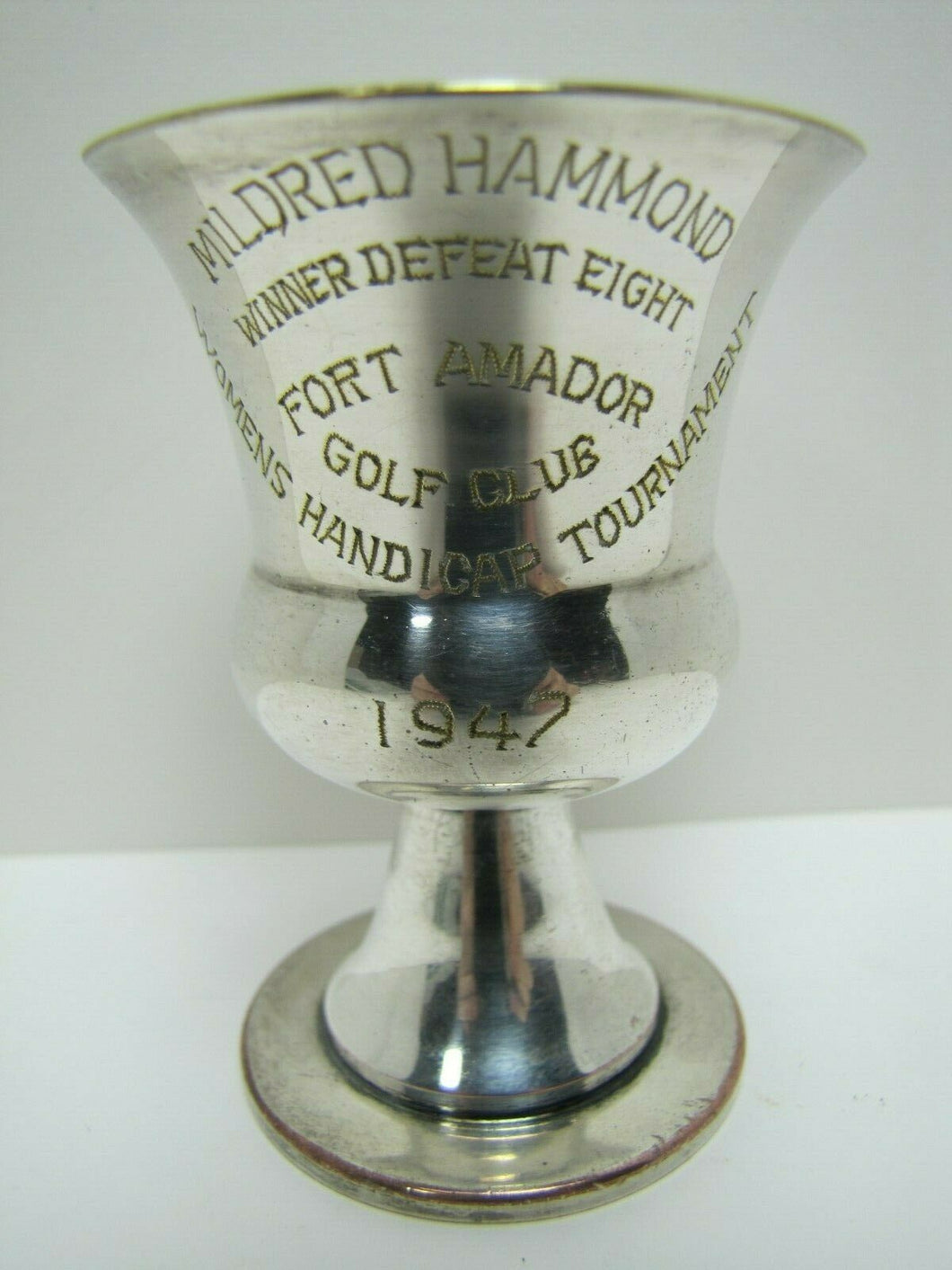 1947 FORT AMADOR GOLF CLUB WOMANS TOURNAMENT WINNER Silver Plate Trophy Award