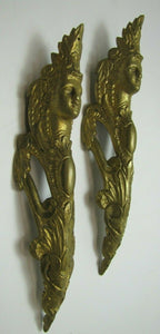 Brass Maidens Head Old Pair Decorative Arts Architectural Hardware Elements