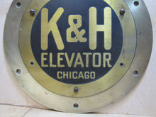 Load image into Gallery viewer, K&amp;H ELEVATOR CHICAGO Antique Brass Plaque Sign Building Architectural Hardware
