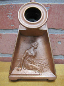 Antique Art Nouveau Beautiful Maiden Chamberstick Candlestick Tray Candle Holder
