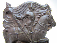 Load image into Gallery viewer, Orig 1920s JOAN of ARC Cast Iron Bookend rare SNEAD &amp; Co JERSEY CITY NJ
