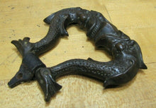 Load image into Gallery viewer, Antique Bronze Koi Dauphin Devil Fish Door Knocker Pull Ornate Hardware Element
