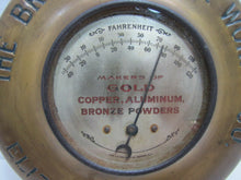 Load image into Gallery viewer, THE BRONZE POWDER WORKS Co ELIZABETH NJ Orig Old Advertising Sign Thermometer
