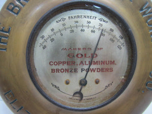 THE BRONZE POWDER WORKS Co ELIZABETH NJ Orig Old Advertising Sign Thermometer