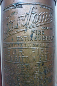 Orig Old FASTFOME Large Copper Fire Extinguisher Pyrene Manufacturing Co USA