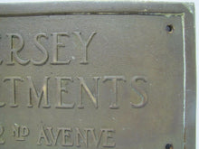 Load image into Gallery viewer, Old JERSEY APARTMENTS Brass Building Plaque Sign ASBURY PARK NJ Shore Embossed
