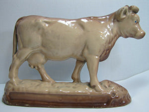 Old Cast Iron Enamel Cow Cattle Farm Butcher Shop Advertising Doorstop Artwork Exquisite Statue