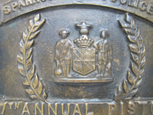 Load image into Gallery viewer, 1940s SPARROWS POINT POLICE PISTOL TOURNAMENT Bronze Plaque Sign High Relief
