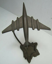 Load image into Gallery viewer, Old Art Deco Bronze Airplane Desk Ashtray Coin Trinkets jet fighter plane ornate

