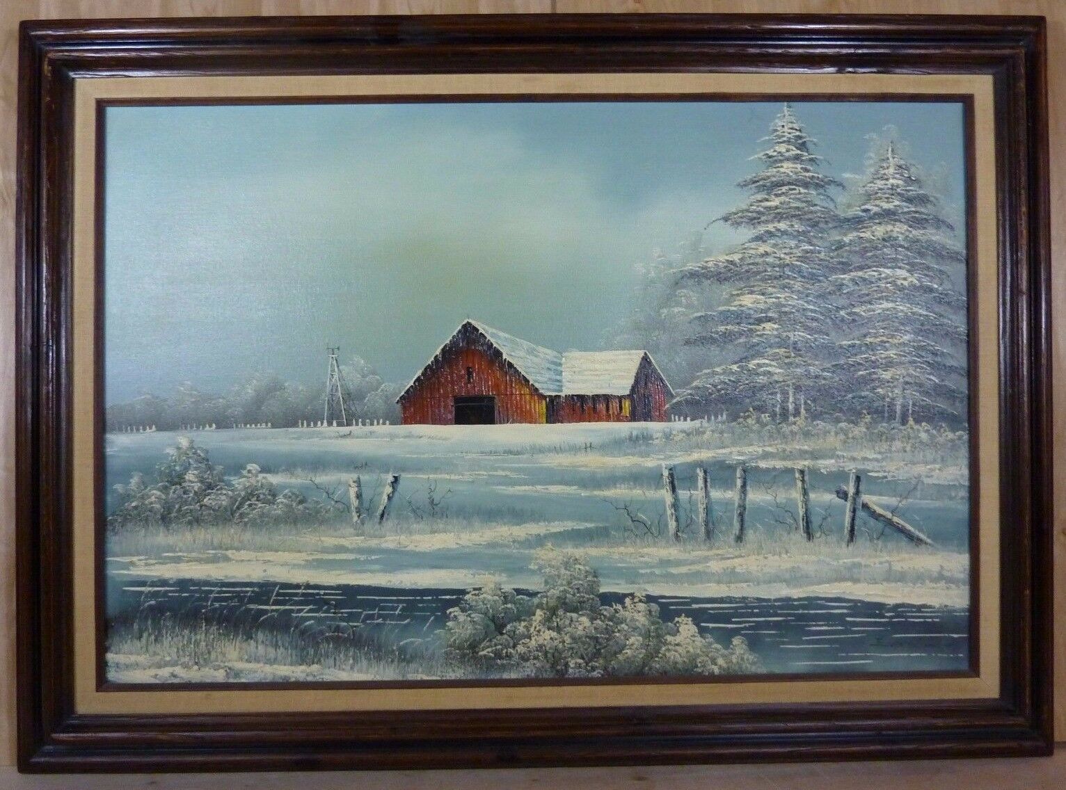 Barnscape oil deals painting by Everett Woodson