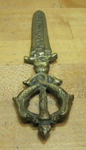 Serpents Monsters Beasts Old Bronze Letter Opener Decorative Arts Desk Tool