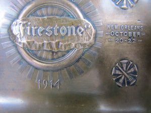 Antique Bronze 1914 Firestone National Fire Chiefs Convention Tray New Orleans