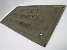 Load image into Gallery viewer, Old JERSEY APARTMENTS Brass Building Plaque Sign ASBURY PARK NJ Shore Embossed
