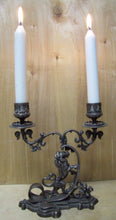 Load image into Gallery viewer, Antique Lion Decorative Art Silver Plate Double Candlestick Holder Candelabrum
