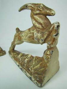 ART DECO ANTELOPE Bookends LITTCO FDRY Ornate Cast Iron Decorative Art Statues