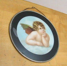 Load image into Gallery viewer, Antique Cherub in Clouds Decorative Arts Reverse Under Glass Design Top Chain
