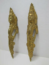 Load image into Gallery viewer, Brass Maidens Head Old Pair Decorative Arts Architectural Hardware Elements
