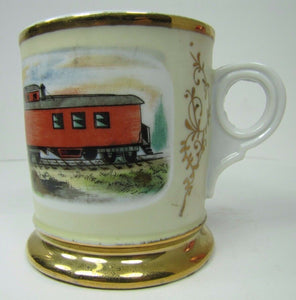 TRAIN CABOOSE RAILROAD Old Advertising Occupational Shaving Mug Porcelain 1212