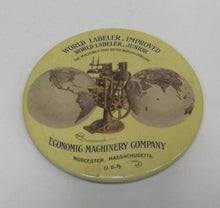 Load image into Gallery viewer, Antique ECONOMIC MACHINERY Co WORCESTER MASS USA Ad Mirror WORLD LABELER IMP JR
