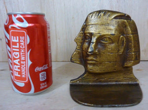 EGYPTIAN PHAROAH D-A-L Original Old Cast Iron Bookend Decorative Art Statue
