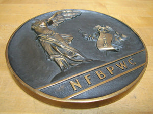 NFBPWC National Fed Business Professional Womens Club Old Bronze Plaque 1919