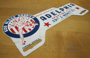 GOD BLESS AMERICA ADELPHIA ROLLER SKATING PHILA Old License Plate Topper Sign