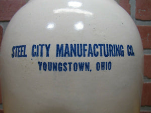 Old STEEL CITY Co YOUNGSTOWN OHIO Stoneware Pottery Water Jug Decanter Crock