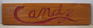 CANDY Old Wooden Country Corner Store Carved Sign double sided recessed