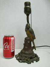 Load image into Gallery viewer, PARROT ON STUMP Antique Cast Iron Decorative Art Lamp htf unique old bird light
